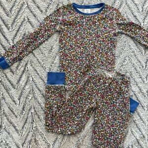 Boden Girl’s Pajama Set Floral blue long sleeve and pants 8Y 8